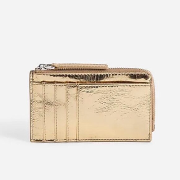 Madewell The Essential Zip Card Case Gold Leather Wallet - Picture 1 of 9